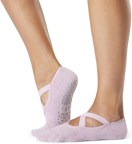 TAVI NOIR Chloe Fashion Criss-Cross Grip Socks for Barre, Pilates and Yoga
