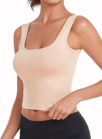 Porvike Sports Crop Tank Tops for Women Cropped Workout Tops Racerback Running Yoga Tanks Cotton Sleeveless Gym Shirts 3 Pack