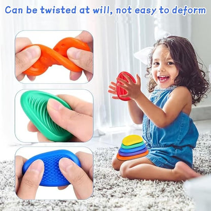 108pcs Color Random Fidget Toys Sensory Stone for Kids，Textured Soft Worry Stone for Autism Kids Calming - Fidget Stress Toys for Students Anxiety Relief - Small Prizes Fidget Toys