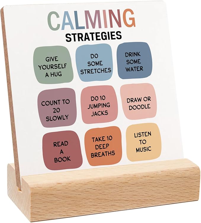Mental Health Gift, Colorful Change Negative Thoughts Sign, Colorful Positive Affirmations Wooden Sign Wooden Stand, Mental Health Inspirational Gift for Psychologist School Counselor Student Boy Girl