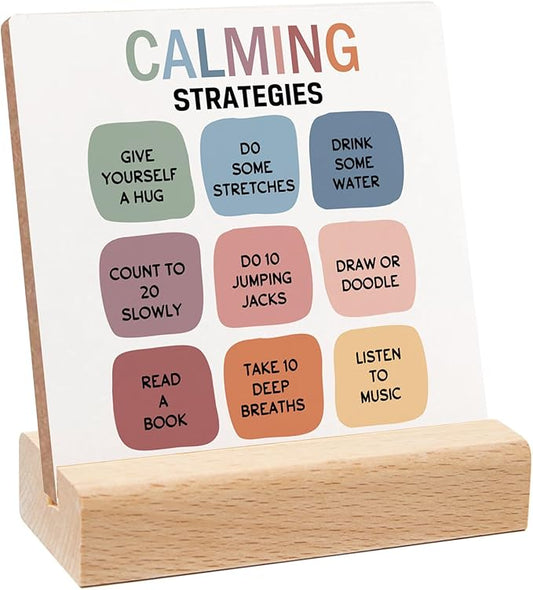 Mental Health Gift, Colorful Change Negative Thoughts Sign, Colorful Positive Affirmations Wooden Sign Wooden Stand, Mental Health Inspirational Gift for Psychologist School Counselor Student Boy Girl