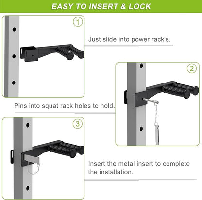 Dip Bar Attachment for Power Rack, Non-Slip Wide & Narrow Grip Handles, 500 lbs Capacity, Squat Rack Attachment for Dips, Inverted Rows, Push-Ups