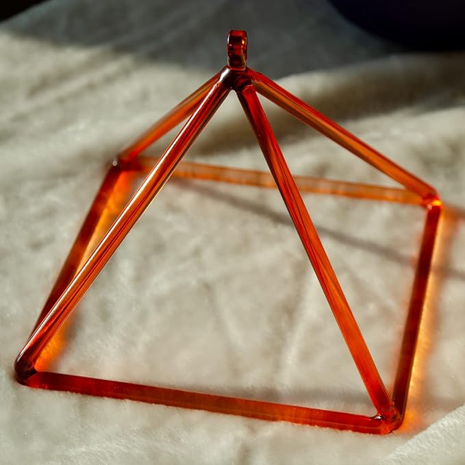 TOPFUND 7" Orange Crystal Singing Pyramid Sound Therapy Instrument with Carrying Case and Quartz Suede Mallet