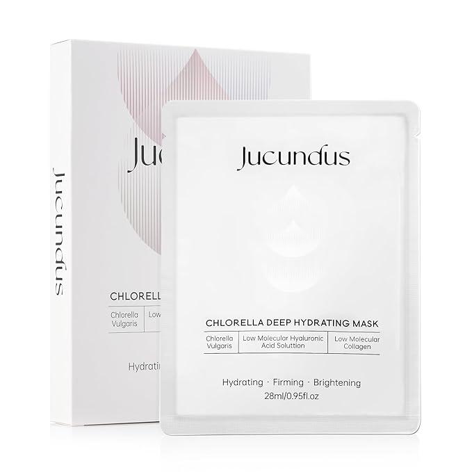Chlorella Deep Hydrating Mask,with Bio-Collagen,Hyaluroic Acid and Chorella | Sheet Facial Mask Skincare | Improves Hydrating,Firming,Glowing | Skin moisturizer masks,5ea