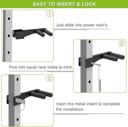 Dip Bar Attachment for Power Rack, Non-Slip Wide & Narrow Grip Handles, 500 lbs Capacity, Squat Rack Attachment for Dips, Inverted Rows, Push-Ups