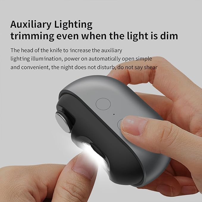 2025 Upgraded 3-in-1 Electric Nail Clipper for Kids, Automatic Nail Trimmer & Polisher with LED Light, USB, Nail Scraps Storage, Multi-Function Electric Nail Clippers for Baby, Seniors (Dark Gray)