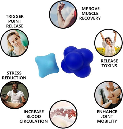 Reaction Training Ball & Six-Point Spike Massage Ball Set,2 Different Massage Balls for Hand and Foot Relaxation,Deep Muscle Relief,Ideal for Athletes & Everyday Use(DARK BLUE/BLUE 2 Pieces)