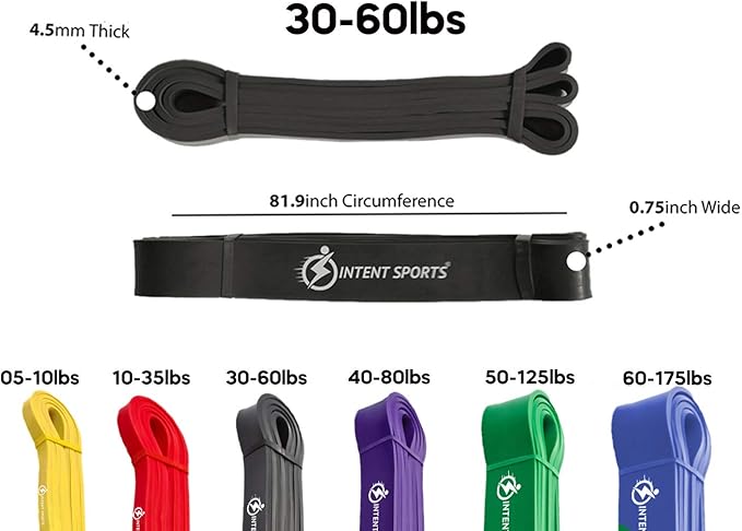 INTENT SPORTS Pull Up Assist Bands – Assistance and Resistance Bands for Pull-Up, Fitness, Body Stretching, Mobility Work, Weightlifting, Heavy Duty - Single/Set – Exercise Videos - eBook!