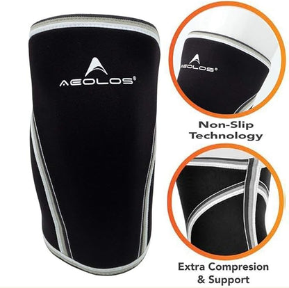 AEOLOS Knee Sleeves (1 Pair)，7mm Compression Knee Braces for Heavy-Lifting,Squats,Gym and Other Sports (Large, Black)