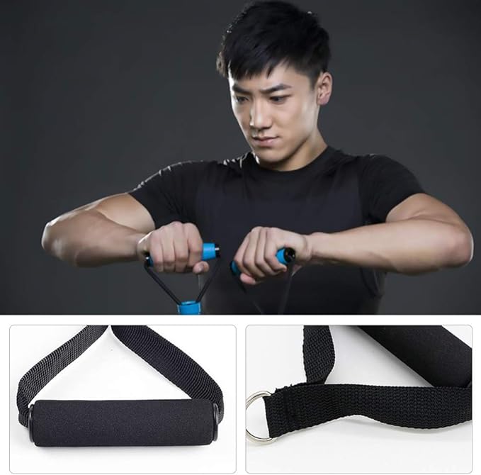 Garneck 4pcs Resistance Band Handles Plastic D Ring Exercise Strap Foam Handle Band Fitness Equipment for Home Gym Overhead Strength Training Stretching Black
