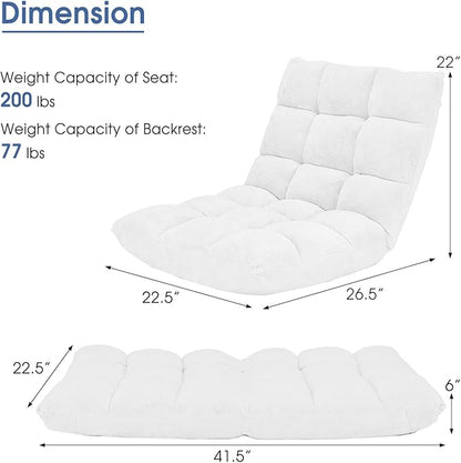 GORELAX Memory Foam Floor Chair, 14-Poistion Adjustable Reading Gaming Chair Recliner, Folding Cushioned Meditation Chair with Back Support, Padded Lazy Sofa for Adults, Kids (White)