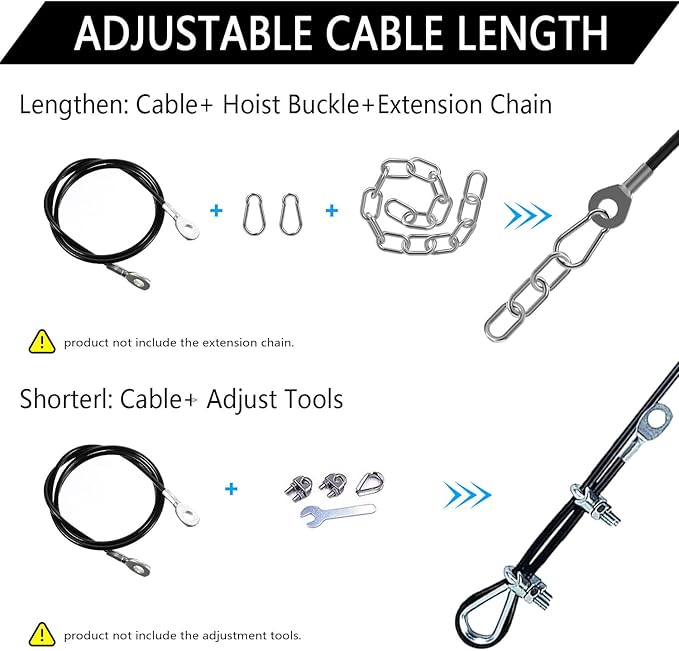Favuit Fitness Pulley Cable, Gym Replacement Cable Heavy Duty Steel Wire Rope Fitness Cable Pulley System Attachments Home Gym Machine Equipment Workout Accessories