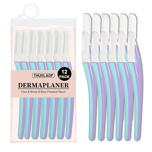 Face Razors for Women, Dermaplane Razor for Women Face, Eyebrow Razor, Dermaplaning Tool, Skin Safe Microblades, Peach Fuzz Remover, Skin Care Tool, Travel Essentials, (12ct, Wisteria)