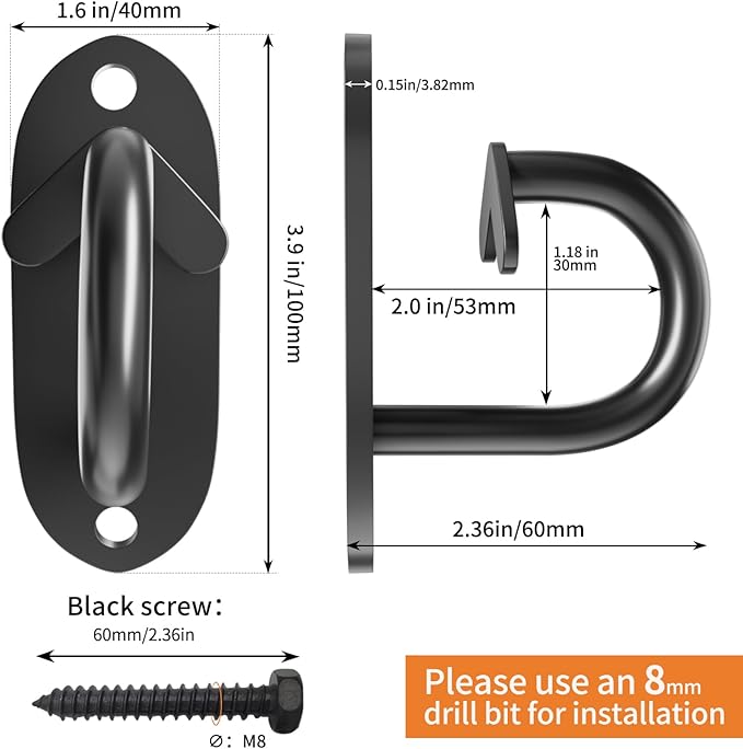 3-Pack Resistance Band Wall Anchor, Workout Wall Mount Anchor, Wall Mount Bracket for Suspension Straps, Space Saving Workout Equipment for Strength Training, Home Gym