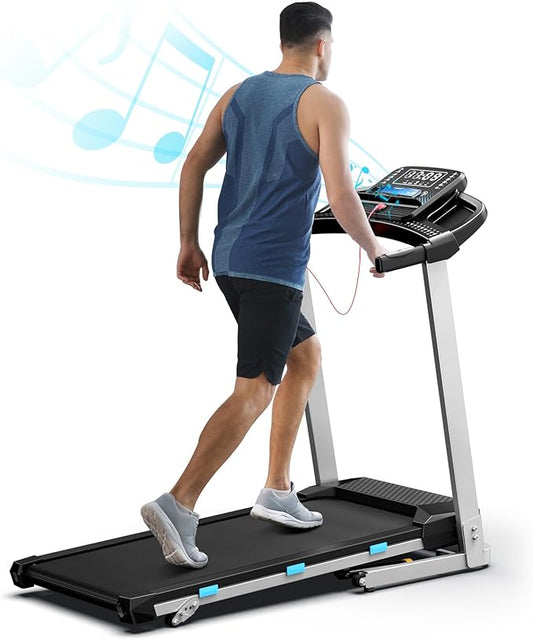COZYINN Folding Treadmill with Incline for Home Small - 350 lb Capacity, 3.0HP Quiet Foldable Treadmill with Pulse Sensor and Bluetooth Speaker, App/Voice Control, 3 Level Incline, 7.6 MPH