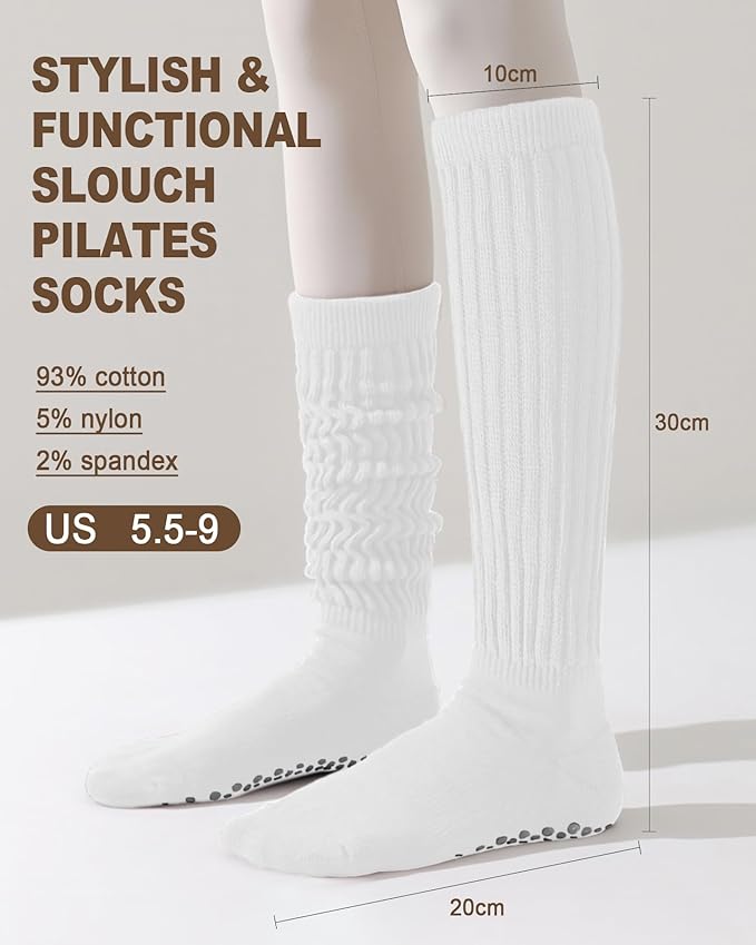 3/6 Pairs Grip Pilates Socks for Women, Non-slip Yoga Athletic Socks for Barre Ballet Barefoot Workout Hospital