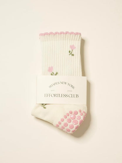 Crew Half Calf Grip Socks, Cutest Fruits Pilates Socks, Ruffle socks, Non-Slip, Barre Yoga Fitness