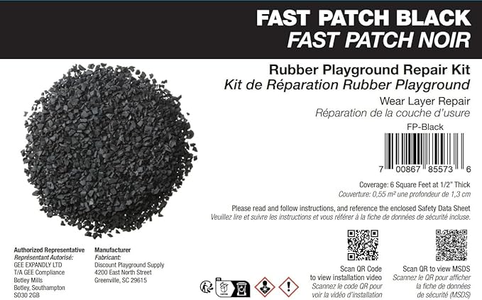 Poured-in-Place Surfacing Repair Kit Fix Rubber Playground (Black, Standard)
