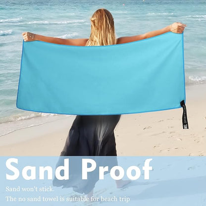 Microfiber Travel Towel, Soft Lightweight Quick Dry Towel, Super Absorbent Compact Travel & Sports & Beach Towels for Camping, Backpack, Gym, Swimming, Yoga, Hiking (L:24"×48" -Light Blue)