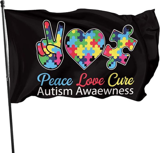 Autism Awareness Flag 3x5 Ft Fade Proof Outdoor Indoor With Metal Grommets Autism Awareness Banner Home House Garden Yard Decorative Sign