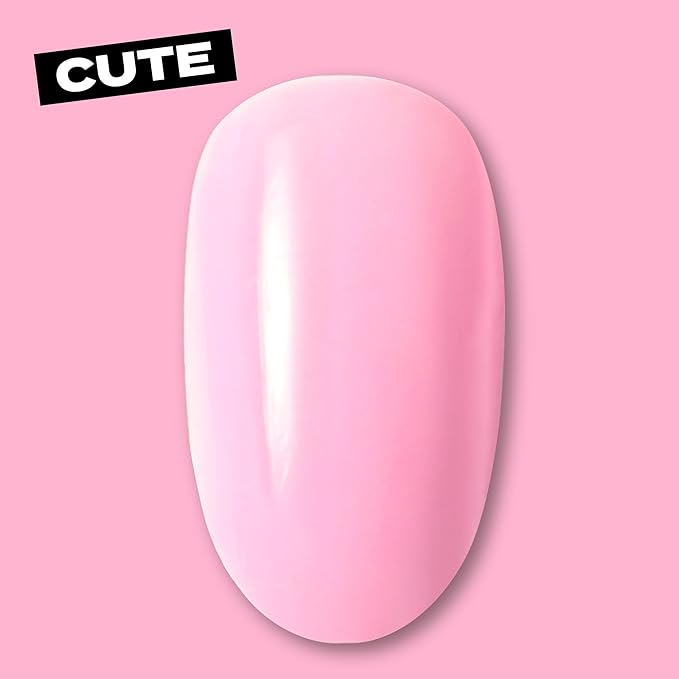 Short Pink Press On Nails | Hard Candy False Nails with Real Solid Pink Nail Polish | Includes - Reusable Short Round Nails, Strong Nail Glue and Travel Case