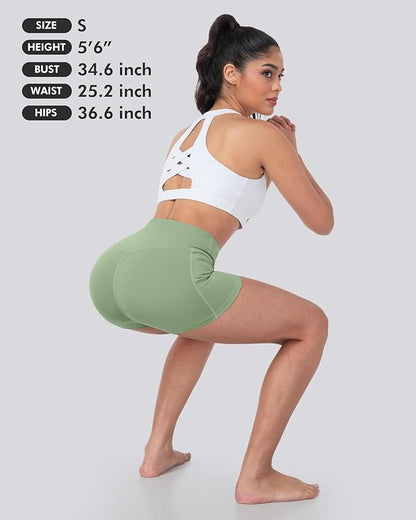 LZYVOO Biker Spandex Shorts Women, High Waisted Tummy Control Workout Yoga Shorts with Pockets