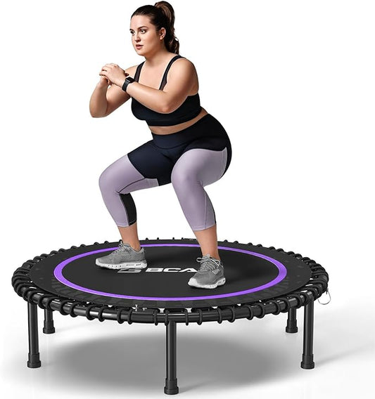 BCAN 450LBS/550LBS Foldable Mini Trampoline, 40"/48" Fitness Trampoline with Durable Bungees, Stable & Quiet Exercise Rebounder for Adults,Great Mini Trampoline for Indoor/Garden Workout - 2