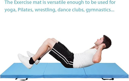 Gymnastics Exercise Mat - 2 Inch Thick Gym Mat PU Leather Waterproof for Tumbling, Folding Easy Carry Durable Gymnastic Mat, Balance and Home Workouts for Practice and Training Fitness