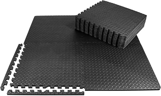 WF Athletic Supply Puzzle Exercise Mat, EVA Foam Interlocking Tiles with Border, 1/2" Thickness Interlocking Soft Foam Puzzle Play Mats for Home Gym, Garage & Kids’ Playroom