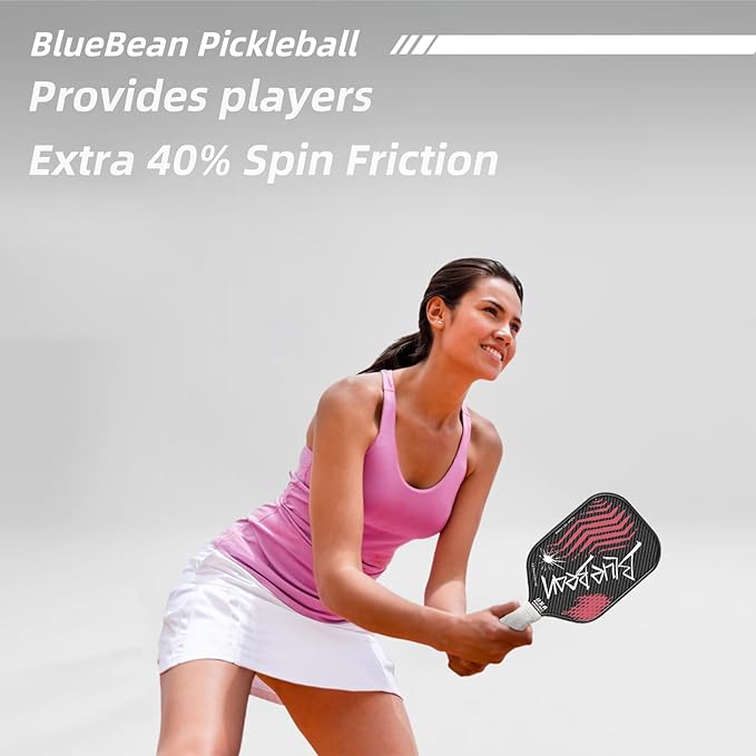 Pickleball Paddles,USAPA,Carbon Fiber Pickleball Paddle with 16MM Polymer Honeycomb Core Provides Lighter Weight&Higher Grit&Spin,Engineered for Professional Players,BlueBean