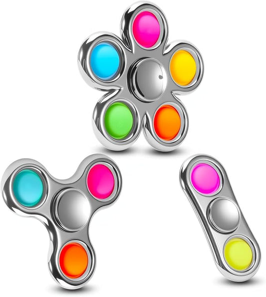 FIGROL Fidget Spinner 3 Pack Pop,Adult Fidget Toys for Adult Anxiety Relief, Spinners for Teen Boys Kid Birthday Gifts Prize(Silver)