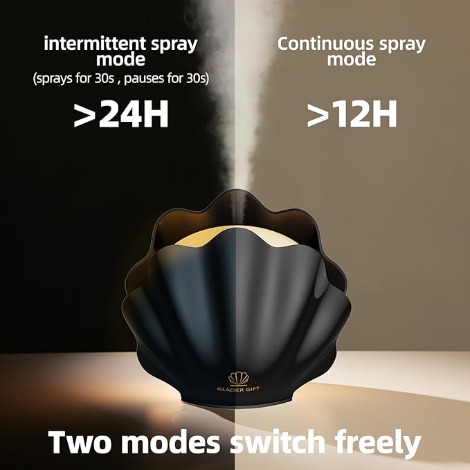 Essential Oil Diffuser 260ML, Shell Aroma Diffuser with Remote Control Humidifier with 7 Colors LED Night Light for Bedroom Home Relaxation (Black)