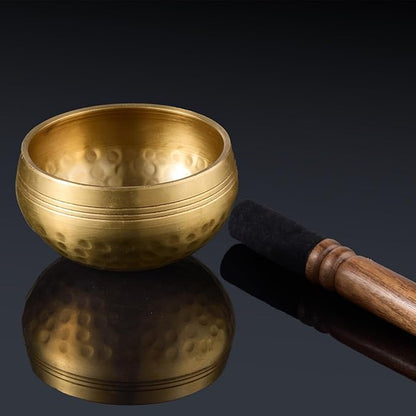 Tibetan Singing Bowl Set (3.15 Inch, copper) - Hand-Hammered, Perfect for Sound Bath, Yoga & Meditation Stress Relief - Ideal Gift for Beginners, Mallet, Includes Cushion, Storage bag