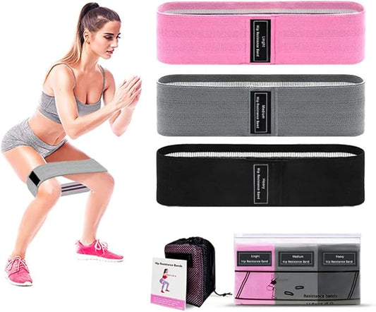 Resistance Bands for Legs and Butt - Fabric Exercise Set, Thick Wide Stretch Fitness, Non-Slip Workout Loop, Booty Hip Bands for Women at Home or Gym
