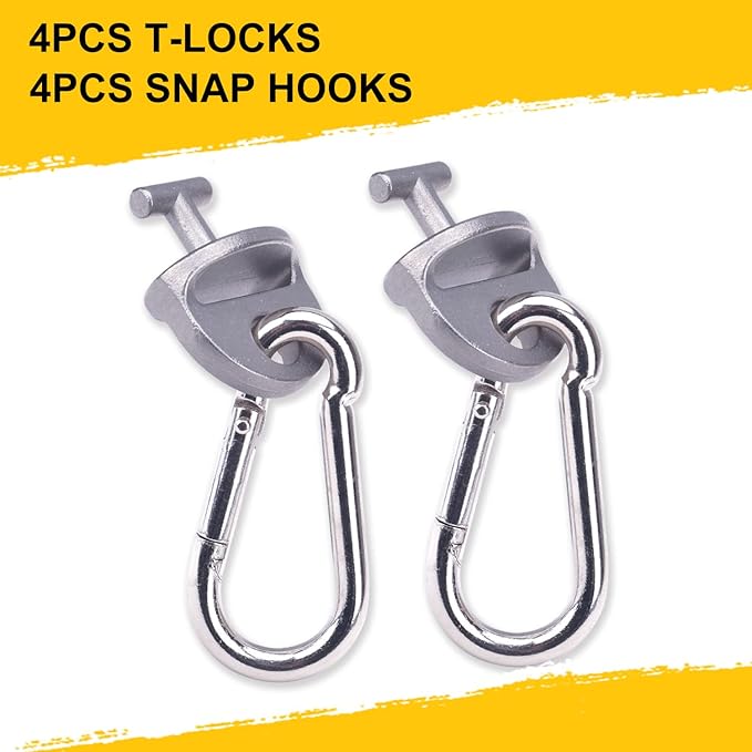 4-Pcs T-Lock Adapter W/Snap Hooks for Tonal Accessories, Tonal Accessory Shelf and Tonal Gym Machine (Only T-Lock Adapter W/Snap Hooks)