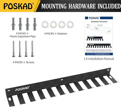 Poskad Multi-Purpose Gym Storage Rack,8 OR 12 Hook Heavy-Duty Steel Gym Organizer Wall Mount Hanger for Home and Pro, Gym Accessory Storage Resistance Bands,Jump Ropes,Lifting Belt,Barbells.
