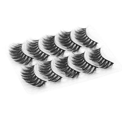 Cat Eye-Lash 3D Natural Mink Eyelashes Look Wispies Fluffy False Lashes 15mm Soft Reusable Eyelashes For Small Eyes Lightweight No Glue 5 Pairs