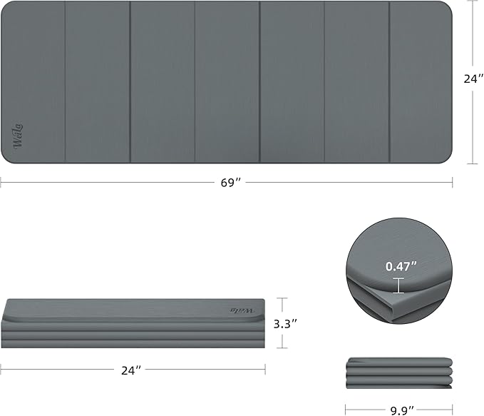 1/2 Inch Extra Thick Yoga Mat Pilates Equipment, 69"x24" Odorless Workout Mats for Home Gym, Non-slip Exercise Mats for Women Men Home Workout, Foldable Yoga Mats for Travel Camping Sleeping