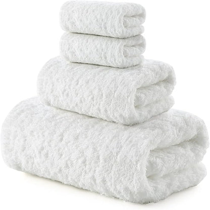 REDKISS Ultra-Plush Bath Towel Set - 900GSM Premium Thick Cotton for Bathroom & Spa, Super Absorbent Quick-Dry Bath Sheets with No Shedding (4-Piece Set for Adults, Luxury Hotel & Home Use)-White
