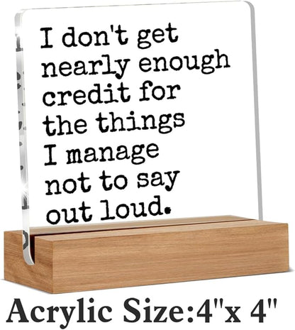 Funny Office Gifts for Women Men Coworkers, Funny Office Desk Signs Decor for Work, Sarcastic Quote Decorative Acrylic Plaque