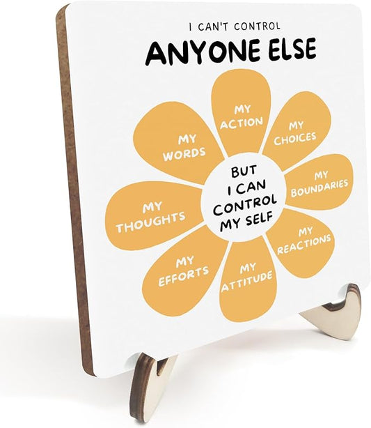Decorative Desk Decor Mental Health Therapy Office Decor Plaque with Wooden Stand Inspirational Wood Sign for Home Office School Psychologist Counselor Psychology Calm Down Corner Table Shelf