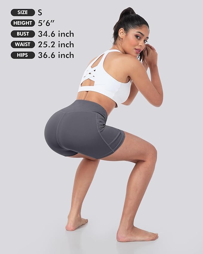 LZYVOO Biker Spandex Shorts Women, High Waisted Tummy Control Workout Yoga Shorts with Pockets
