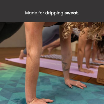 Yoga Drip Yoga Towel - Non Slip Hot Yoga Mat Towel With Corner Pockets, No-Skid Grip, and Built-in Alignment Lines | Soft, Moisture Wicking, and Sweat Absorbent | No Bunching, Stays in Place 72" x 25"
