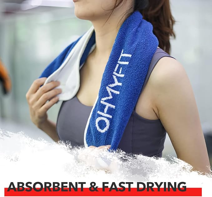 Smart Fitness Towel With Zippered Pocket - Gym Accessory for Men & Women - Multifunctional Quick Dry Sweat Towel for Workout, Yoga, Tennis, Sports & More (Blue, Pack of 1)