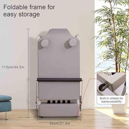 Pilates Reformer Machine, Multifunction Portable Adjustable Reformer, for Home Gym Indoor, Women Yoga Workout, Foldable Exercise Equipment, Training Weight,Off White