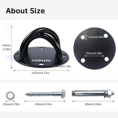 Wall Ceiling Mount Bracket for Suspension Straps, Aerial Yoga Swing & Hammock, Gymnastic Rings, Boxing Punching Bags, Body Strength Gym Equipment and Battle Ropes