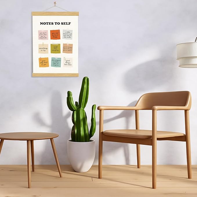 YGSDZY Notes To Self Inspirational Poster, Therapy Office Decor, Wood Poster Hanger, Mental Health Posters, Therapy Wall Art, Mental Health Posters, Psychotherapy Playbill Decoration