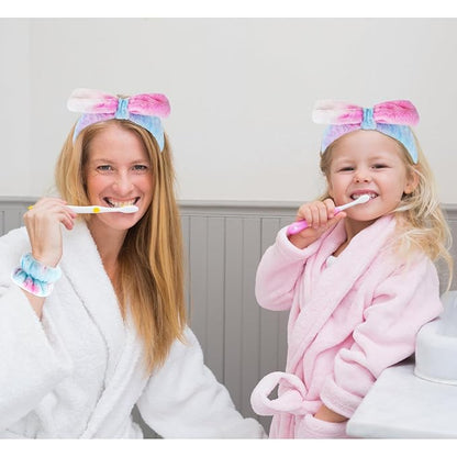 VELSCRUN Spa Headbands for Wash Face, Makeup Headband, Facial Skincare Headbands, 5 Pcs Colourful Puffy Sponge Spa Headband Bow Tie Hair Band Hair Clips Wristband Set Women Girls Accessories