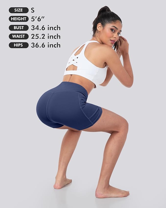 LZYVOO Biker Spandex Shorts Women, High Waisted Tummy Control Workout Yoga Shorts with Pockets