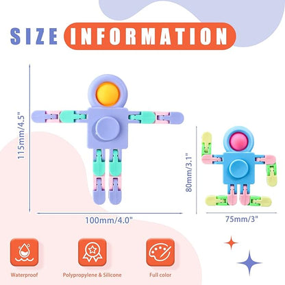 Hanaive 8 Pcs Robot Fidget Spinners Transformable Fingertip Gyro Chain Toy Deformable DIY Stress Relief Fidget Sensory Toys Adults Piñata Goodie Bag Birthday School Gift